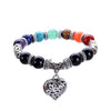 Pulsera de curación de chakras - Pulsera con dije de corazón de piedra natural para equilibrio y energía