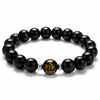 Obsidian Bracelet with Six-Character Mantra — Luck and Protection Buddha Tibet