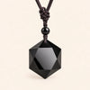 Obsidian Necklace - Merkaba Pendant Talisman Buddha Tibet