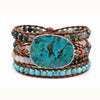 Ocean Jasper Leather Wrap Bracelet — Multi-Layer Stone Bracelet for Calm & Inner Balance Buddha Tibet