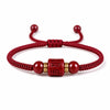 Purple Goldstone Cinnabar Mantra Bracelet — Om Mani Padme Hum Woven Red Rope Buddha Tibet