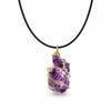 Raw Amethyst Wire-Wrapped Pendant Necklace — Stone of Calm & Inner Clarity Buddha Tibet