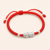 Red String Bracelet - Silver Pixiu for Wealth Buddha Tibet
