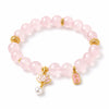 Rose Quartz Bracelet — Natural Pink Crystal with Lotus & Fortune Charms Buddha Tibet