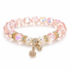 Rose Quartz Pearl & Butterfly Bracelet — Delicate Charm Bead Strand fo Buddha Tibet