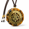 Sri Yantra Orgonite Necklace — Resin-Encased Tiger’s Eye Stone Buddha Tibet