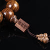 Golden Silk Sandalwood Mala Bracelet — Natural Wood Beads with Carved Blessing Pendant Buddha Tibet