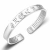 Tibetan Mantra Bangle — Om Mani Padme Hum & Heart Sutra, Silver Buddha Tibet