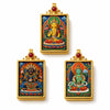 Tibetan Thangka Tsa-Tsa Pendant — Hand-Painted Deity Amulet in Gold-Plated Frame Buddha Tibet