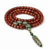 Tibetan Yak Bone Mala — 108-Bead Prayer Strand with Dzi Bead Pendant Buddha Tibet