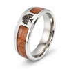 Titanium Steel Tree of Life Ring — Woodgrain Resin Coating Buddha Tibet