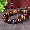 Pulsera de piedra ojo de tigre colorida — Cuentas pulidas de tonos múltiples en tamaños de 6-16 mm, unisex