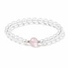 White Quartz & Star Rose Quartz Bead Bracelet — Soft-Tone Natural Crystal Stack Buddha Tibet
