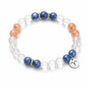 Zodiac White Crystal Bead Bracelet — Natural Stone Stretch Bracelet by Birth Sign Buddha Tibet