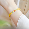 Turquoise, Red Agate & Yellow Jade Bead Bracelet — Three Stones, One Quiet Harmony