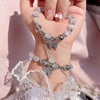 Cat's Eye Crystal Charm Bracelet — Butterfly & Star Motifs, Natural Stone Beads Buddha Tibet