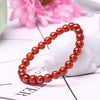 Orange Garnet Bead Bracelet — Clear Amber-Red Round Beads