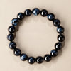 Light Blue & Blue Tiger Eye Bracelet — Natural Collector-Grade Hawk Eye Bead Strand