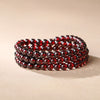 Wine Red Garnet Wrap Bracelet — Single or Three-Wrap Choice