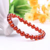 Orange Garnet Bead Bracelet — Clear Amber-Red Round Beads