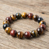 Pulsera de piedra ojo de tigre colorida — Cuentas pulidas de tonos múltiples en tamaños de 6-16 mm, unisex