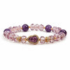 Amethyst Gourd Bracelet with Micro-Inlaid Charm — Crystal Bead Stack f Buddha Tibet