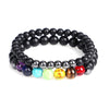 Amethyst & Tiger Eye 7 Chakra Bracelet — Full Spectrum Stone Stack - Buddha Tibet xd00070