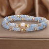 Aquamarine Minimalist Bead Bracelet — Natural Stone, Light Blue, Single Strand Buddha Tibet