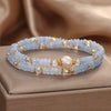 Aquamarine Minimalist Bead Bracelet — Natural Stone, Light Blue, Single Strand Buddha Tibet