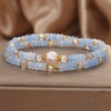 Aquamarine Minimalist Bead Bracelet — Natural Stone, Light Blue, Single Strand Buddha Tibet