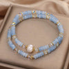 Aquamarine Minimalist Bead Bracelet — Natural Stone, Light Blue, Single Strand Buddha Tibet