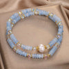 Aquamarine Minimalist Bead Bracelet — Natural Stone, Light Blue, Single Strand Buddha Tibet