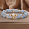 Aquamarine Minimalist Bead Bracelet — Natural Stone, Light Blue, Single Strand Buddha Tibet