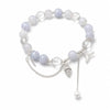 Aquamarine Shell Fishtail Tassel Bracelet — Natural Stone Beads with Gold-Plated Accent Buddha Tibet