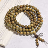 Argentine Green Sandalwood Mala Bracelet — 108-Bead Wood Mala for Daily Practice & Calm Buddha Tibet