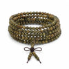 Argentine Green Sandalwood Mala Bracelet — 108-Bead Wood Mala for Daily Practice & Calm - 4mm · 216 Beads · Mixed GrainBuddha Tibet