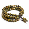 Argentine Green Sandalwood Mala Bracelet — 108-Bead Wood Mala for Daily Practice & Calm - 6mm · 108 Beads · Mixed GrainBuddha Tibet
