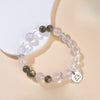 Zodiac White Crystal Bead Bracelet — Natural Stone Stretch Bracelet by Birth Sign