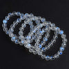 Natural Moonstone Bead Bracelet — Blue, Pink, White & Silver, 5A Grade Buddha Tibet