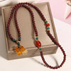Natural Garnet Crystal Multi - Layer Bracelet — with Double Gourd or Peace Apple Charm - Garnet with Double Gourd CharmBuddha Tibet