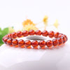 Orange Garnet Bead Bracelet — Clear Amber-Red Round Beads