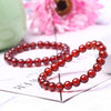 Orange Garnet Bead Bracelet — Clear Amber-Red Round Beads