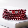 Garnet Wrap Bracelet — Deep Red Beads With Accent Detail