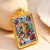 Tibetan Thangka Tsa-Tsa Pendant — Hand-Painted Deity Amulet in Gold-Plated Frame Buddha Tibet