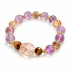 Black Gold Super Seven Crystal Bracelet — Premium Rutilated Quartz - Purple Pagoda + Tiger Eye Mix 9-10mmBuddha Tibet