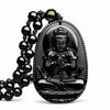 Black Obsidian Buddha Necklace — Find Your Guardian Protector by Zodiac Sign - AkshobhyaBuddha Tibet