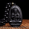 Black Obsidian Buddha Necklace — Find Your Guardian Protector by Zodiac Sign - Buddha Tibet xd00101