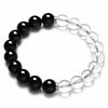 Black Obsidian & Clear Quartz Bracelet — Dark and Light, Side by Side - 10mm BeadsBuddha Tibet