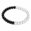Black Obsidian & Clear Quartz Bracelet — Dark and Light, Side by Side - 6mm BeadsBuddha Tibet