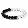 Black Obsidian & Clear Quartz Bracelet — Dark and Light, Side by Side Buddha Tibet